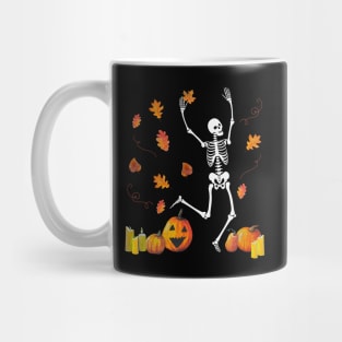 Fall Skeleton Dancing Halloween Fun Mug